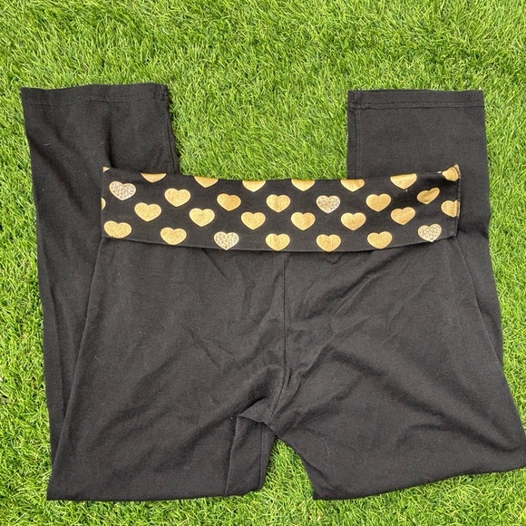 Vintage Y2K bedazzled heart fold over yoga capri pants. Cotton - Picture 1 of 5